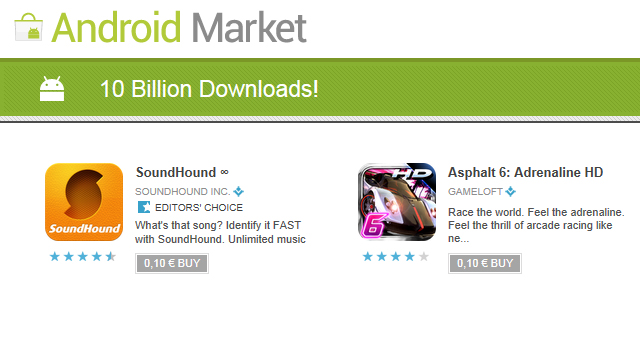 android market 10 bil