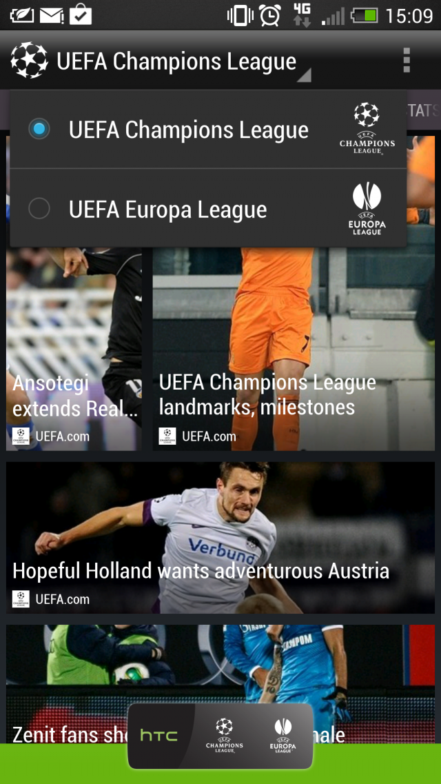 HTC FootballFeed app Screenshot 2