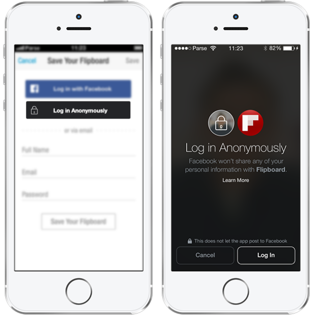 Facebook Anonymous Login
