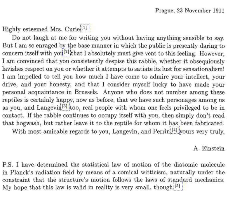 Albert Einstein was giving Marie Curie advice