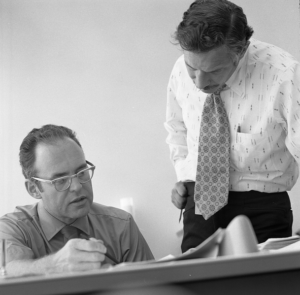 Gordon Moore and Robert Noyce at Intel in 1970