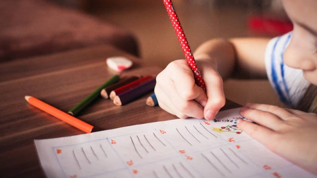 child writing